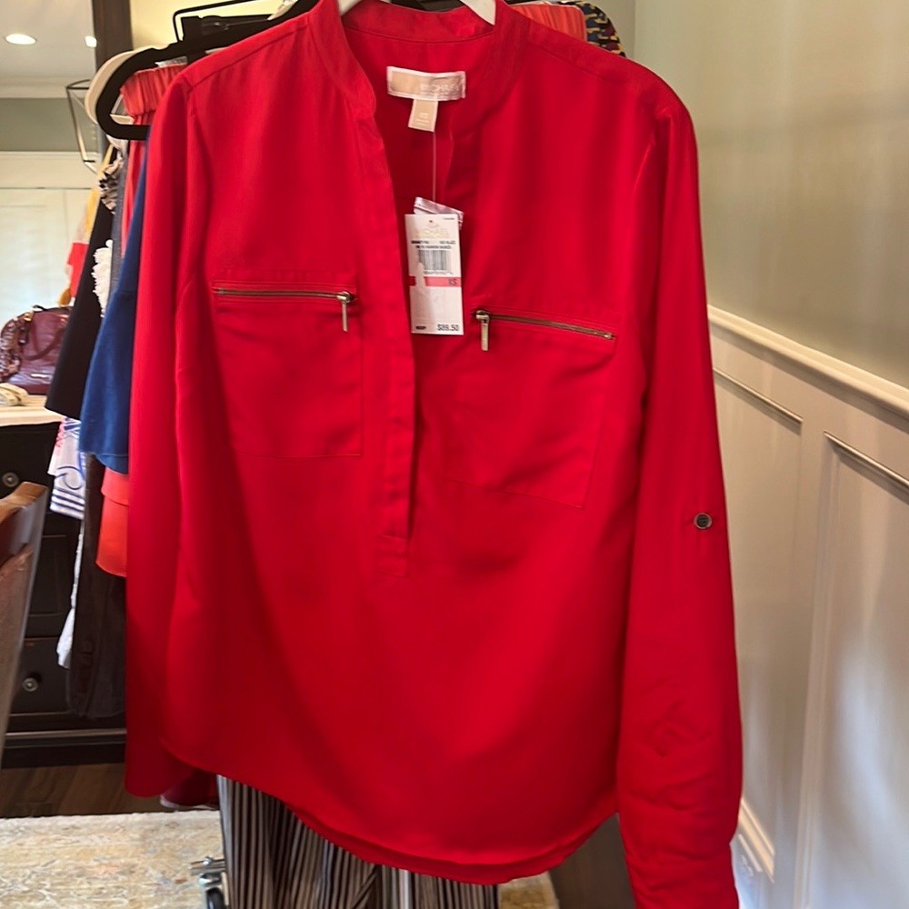 NWT Michael Kors Red Blouse
